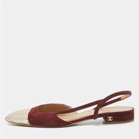 burgundy Chanel flats